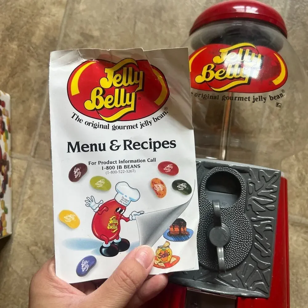 Vtg 90s Jelly Belly Bean Machine Dispenser Metal Coin Bank Retro Nostalgic Candy